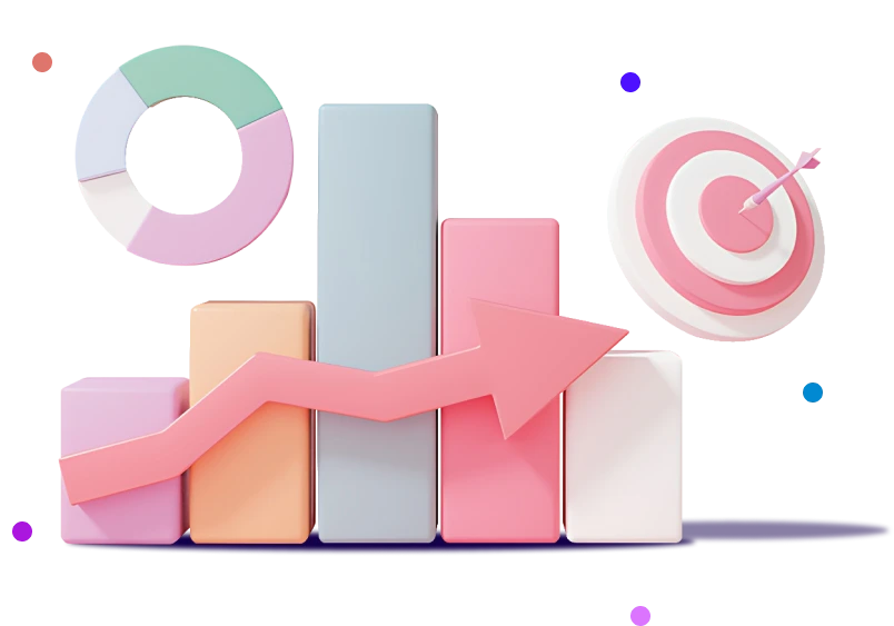 Ansteigendes Diagramm mit Zielscheibe und Pfeil