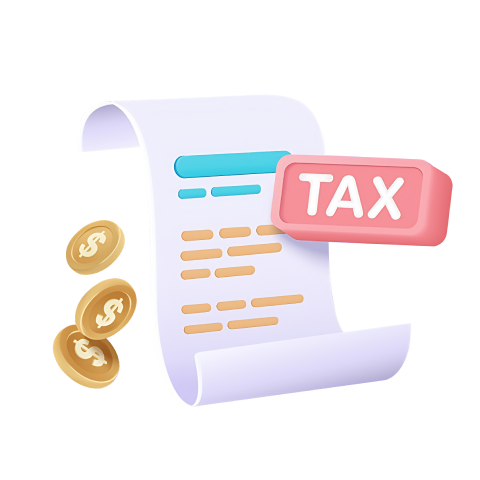 Steuerdokument mit Münzen und TAX-Symbol